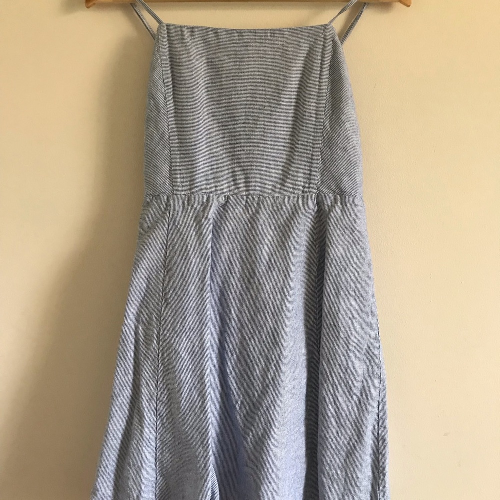 Blue and white striped dress